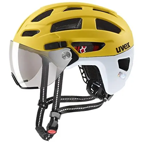 Produktbild: uvex Finale Visor - sicherer City-Helm für Damen und Herren - Filterkategorie 1 - inkl. LED-Licht - sunbee-Cloud matt - 52-57 cm