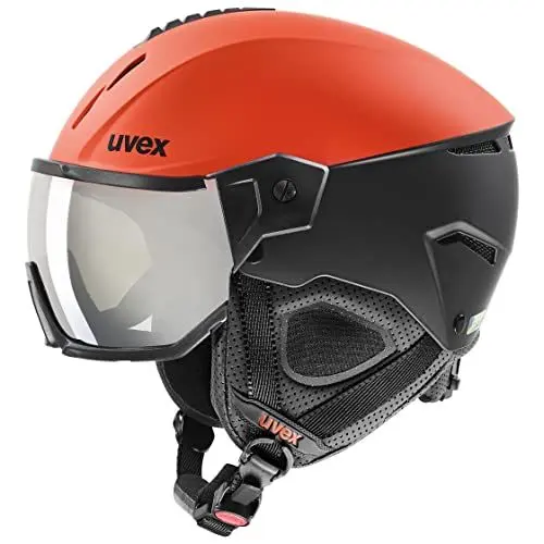 Produktbild: uvex instinct visor - Skihelm für Damen und Herren - mit Visier - individuelle Größenanpassung - fierce red - black matt - 59-61 cm