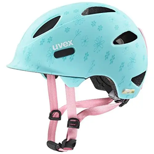Produktbild: uvex oyo style - leichter Fahrradhelm für Kinder - individuelle Größenanpassung - erweiterbar mit LED-Licht - flowers cyan matt - 50-54 cm