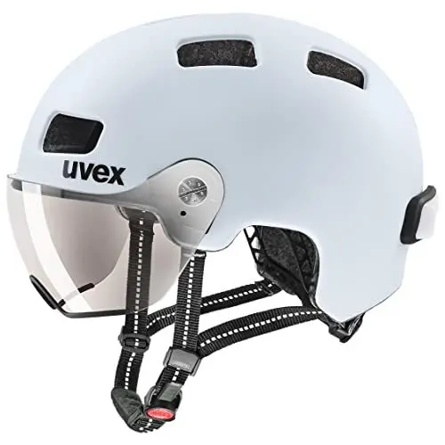 Produktbild: uvex rush visor - leichter City-Helm für Damen und Herren - mit Visier - inkl. LED-Licht - cloud matt - 55-58 cm