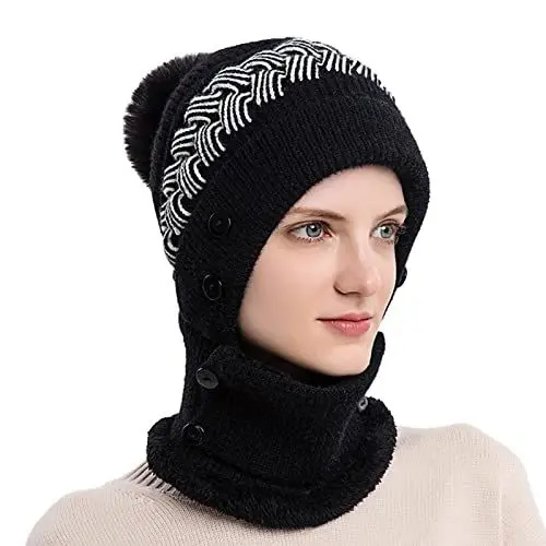 Produktbild: Uwdiohq Black of Friday Sale Wintermuetze Damen Oversize Muetze Winter Maenner Muetze Damen Winter Mit Fleece Ballon Strickmuetze Damen Baseball Cap Herren XXL Sale Angebote Bestellung