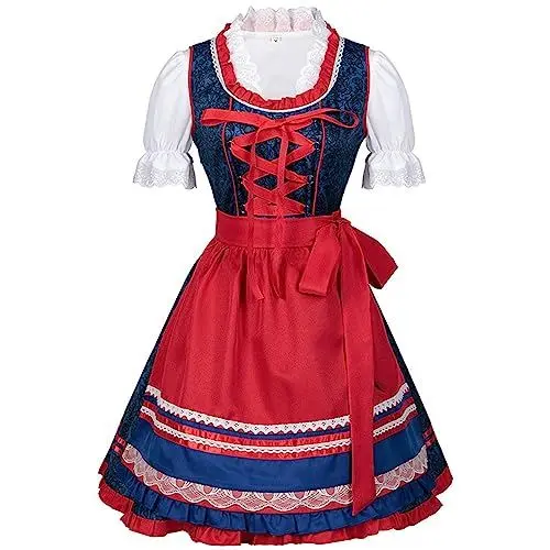 Produktbild: Uwdiohq Damen Sale Angebote Sale Oktoberfest Oberteil Dirndl Maedchen 152 Trachtenkleid Lang Trachtenkleid Damen Dirndl Blau Weiss Kariert Dirndl Damen Midi Elegant Sonderangebote Schnäppchen