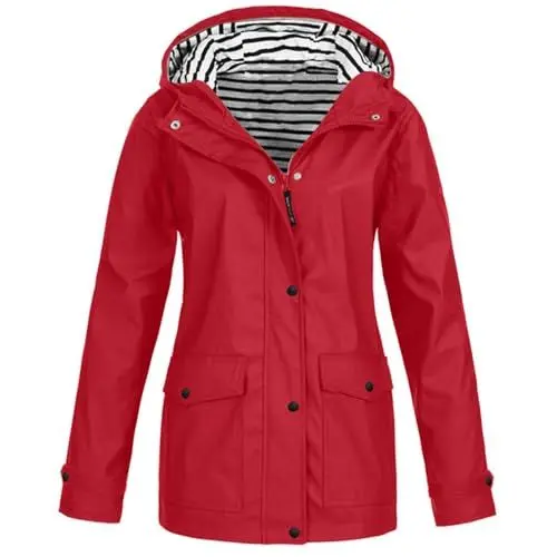 Produktbild: Uwdiohq Damen Sale Angebote Sale Outdoorjacke Damen Wasserdicht Atmungsaktiv Leicht Regenjacke Damen 2 Wege Reißverschluss Casual Hoodie Damen Leichte Fahrradjacke Sale Angebote Bestellung