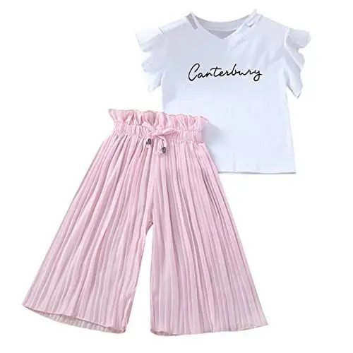 Produktbild: Uwdiohq Day Prime 2024 Angebote Mädchen Baby-Töpfe + Ruffle-Hemd-Hosen Outings lockeres Kostüm T Brief Kinder Kinder Mädchen Outfits & Set Neugeborenen Strampler Junge Gast Sale Angebote Bestellung