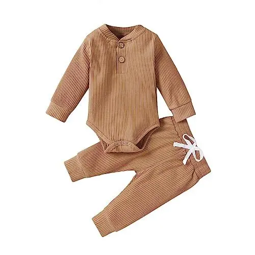 Produktbild: Uwdiohq Day Prime 2024 Angebote Neugeborenen Baby Mädchen Junge Kleidung 3 6 12 18 24 Monate Outfits Langarm Gestrickte Baumwolle Strampler Hosen Infant Winter Sets 1 Mädch Sale Angebote Bestellung