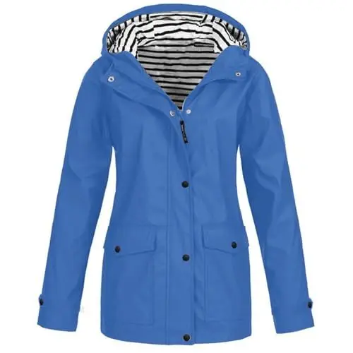 Produktbild: Uwdiohq Day Prime 2024 Outdoorjacke Damen Wasserdicht Atmungsaktiv Lang Damen Regenjacke Weiss 2 Wege Reißverschluss Casual Hoodies Übergröße Leichte Fahrradjacke Damen Meine Bestellungen Sale