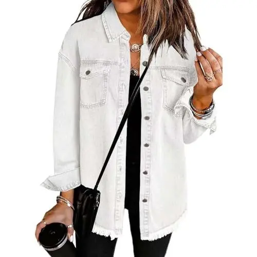 Produktbild: Uwdiohq Jeansjacke Damen Blau Denim Jacket Women Sommerjacke Sport Jacke Kurze Kunstlederjacke Blouson Herz Winter Frauen 90Er Schwarze Lederjacke Running Party Outfit Oversize Damen-Kurzmantel