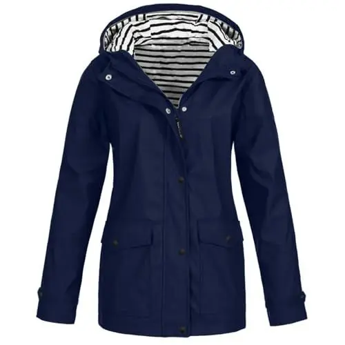 Produktbild: Uwdiohq Outlet Sale Sonderangebote Outdoorjacke Damen Wasserdicht Lang Regenjacke Halber Reißverschluss Damen Casual Hoodies Leichte Fahrradjacke Damen Sale Angebote Bestellung