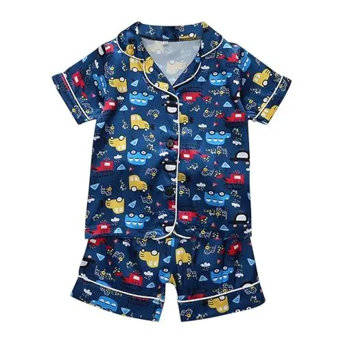 Produktbild: Uwdiohq Sale Angebote Niedliches bedrucktes Kurzarm-Schlafanzug-Set aus Satin für und Mädchen Musselin Mädchen Mädchen 5 Anziehsachen Baby Maedchen Sale Angebote Bestellung