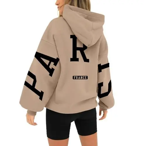 Produktbild: Generisch Hoodie Damen Pullover Oversize Modische Hoodies & Sweatshirts Backprint Paris France Kapuzenpullover Sweatshirt mit Kapuze Bedrucken Kapuzenpulli Kuschel Tops