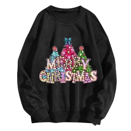 Produktbild: Uwdiohq Sommermode Damen 2024 Sale Sweatshirt Damen Ohne Kapuze Oversize Weihnachtssweatshirt Damen Pullover Beige Damen Rote Langarmshirt Damen Sweatjacke Damen Größe 54 Mein Bestellung Sale
