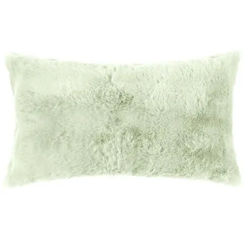 Produktbild: uxcell 1er Sanft Plüsch Kurze Wolle Samt Dekorativ Zierkissenbezüge Luxus Stil Kissenbezug für Sofa für Schlafzimmer Hellgrün 30 x 50 cm