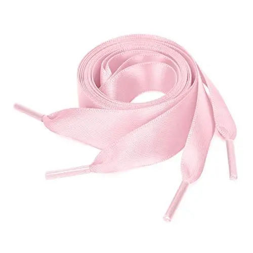 Produktbild: uxcell 2 Paare Damen Satin Flachband Schuhbänder Sneakers Canvas Schnürsenkel Rosa 120cm