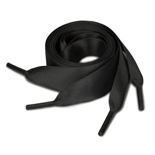 Produktbild: uxcell 2 Paare Damen Satin Flachband Schuhbänder Sneakers Canvas Schnürsenkel Schwarz 140cm