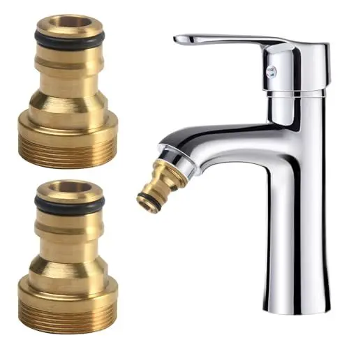 Produktbild: UxradG Messing Schlauch Anschluss, Gewinde Kupfer Wasserpfeife Waschmaschine Armaturen Wasser Umwandlung Schnittstelle Gartenschlauch Schnellverbinder für Küche Garten Schlauch Rohr Werkzeug(2pcs)