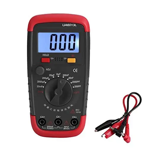Produktbild: UYIGAO Digitaler Kondensator-Messgerät-Tester 6013L, LCD-Display, Misst 9 Bereiche von 0,1 PF Bis 20.000 UF, Angetrieben durch 9-V-Batterie, Kompakt und Tragbar