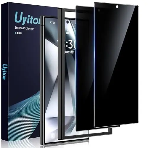 Produktbild: Uyiton für Samsung Galaxy S24 Ultra für Panzerglas Sichtschutz - 2 Stück 9H Härte Schutzglas Sichtschutz mit Schablone,28°Privacy Schutz,Vollständige Abdeckung Anti-Spy Panzer Schutz Glas