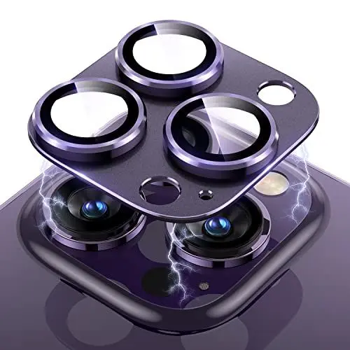 Produktbild: Uyiton für iPhone 14 Pro/iPhone 14 Pro Max Kameraschutz, Einteiliges Design Anti-Kratzer Kamera Schutz Linsenschutz Schutzglas für iPhone 14 Pro/iPhone 14 Pro Max-Lila