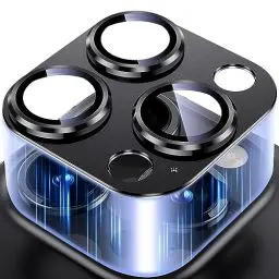 Produktbild: Uyiton für iPhone 15 Pro/iPhone 15 Pro Max Kameraschutz, Einteiliges Design Anti-Kratzer Kamera Schutz Linsenschutz Schutzglas für iPhone 15 Pro/iPhone 15 Pro Max - Schwarz