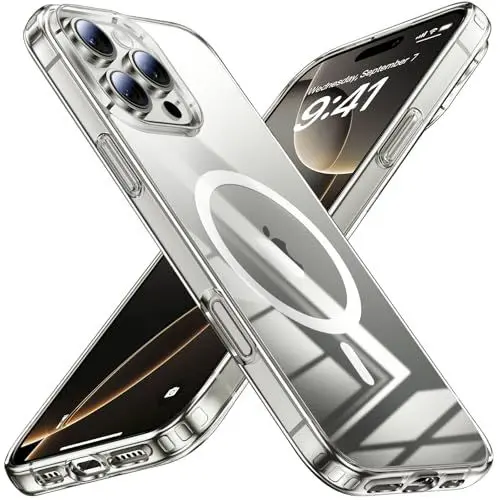Produktbild: Uyiton für iPhone 16 Pro Max Hülle - Case für iPhone 16 Pro Max Handyhülle Schutzhülle, Anti-Vergilbung,Stoßfest Kratzfest,Ultradünn,Kompatibel mit Magnetisch - Transparent