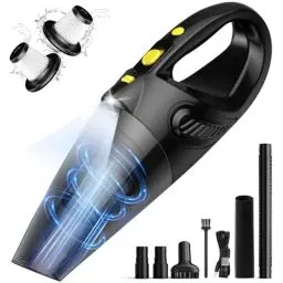 Produktbild: Uythumidid Handstaubsauger Akku Kabellos, Auto Autostaubsauger, HS6 Mini Tragbarer Staubsauger mit 3 Waschbar HEPA Filtern, Starke Absaugung, LED-Lichter für Haus/Büro/Haustier/Auto/Sofa/Teppiche