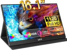 Produktbild: UYY Portable Monitors 2024 HDR Portable Monitor Gaming Monitors FreeSync IPS with USB-C HDMI Dual Speakers Smart Case for Laptop PC Phone Mac PS5 Game Console (16.1 Inch 1080P)
