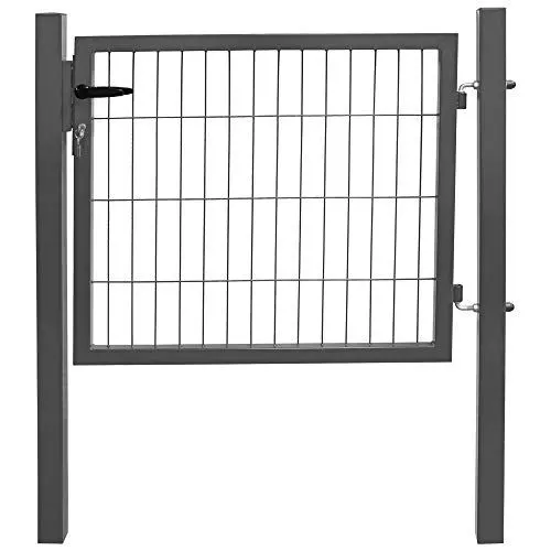 Produktbild: V2Aox Gartentor Tor für Gartenzaun Garten Zaun 80 cm hoch Gartentür aus Metall für Stabmattenzaun Abschließbar inkl. Pfosten Anthrazit