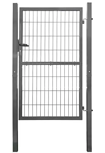 Produktbild: V2Aox Gartentor Tor für Gartenzaun Zaun 160 cm hoch Gartentür aus Metall für Stabmattenzaun Abschließbar inkl. Pfosten Anthrazit