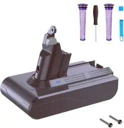 Produktbild: V6 Akku, FLYLINKTECH 6.0Ah V6 Ersatzakku für Dyson V6 Serie DC62 DC59 V6 DC58 DC61 DC72 DC74 Animal SV03 SV04 SV05 SV06 SV07 SV09 Staubsauger Mit 2 Filtern