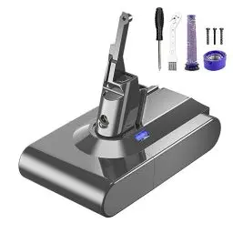 Produktbild: V8 6000mAh Akku, Ersatzakku für Dyson V8 Staubsauger V8 Absolute, V8 Animal, V8 Fluffy, V8 Motorhead Batterie (2 Filter + 1 schraubendreher + 3 Schrauben + 1 Pinsel)