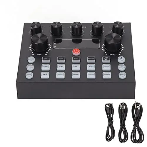 Produktbild: V8 Live Soundkarte, Zweikanal Tonmischer Mobiler Audiomixer für Karaoke Aufnahmen USB Voice Changer Soundkarte Musikaufnahmegeräte für PC-/Gaming/Live-Streaming, Plug and Play