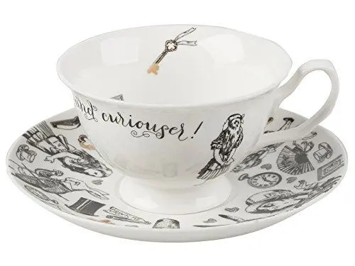 Produktbild: V&A Alice im Wunderland Teetasse und Untertasse, 210 ml (7 fl oz), weiß