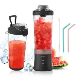 Produktbild: Vaeqozva Smoothie Maker Klein Blender 600ml,Tragbarer Mixer Smoothie Maker To Go Mixer Mini Standmixer USB mit 6 Klingen für Saft Shake Smoothie Marmelade für Outdoor Sport Reisen,Schwarz