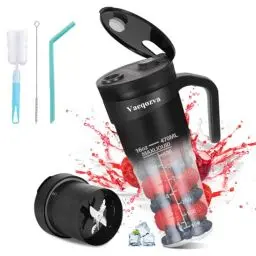 Produktbild: Vaeqozva Tragbarer Mixer Smoothie Maker To Go Mini Mixer Portable Standmixer Klein USB Blender 470ml Bottle mit 6 Klingen,Mixer Shaker To Go für Saft Smoothie Shake für Outdoor Sport Reisen,Schwarz