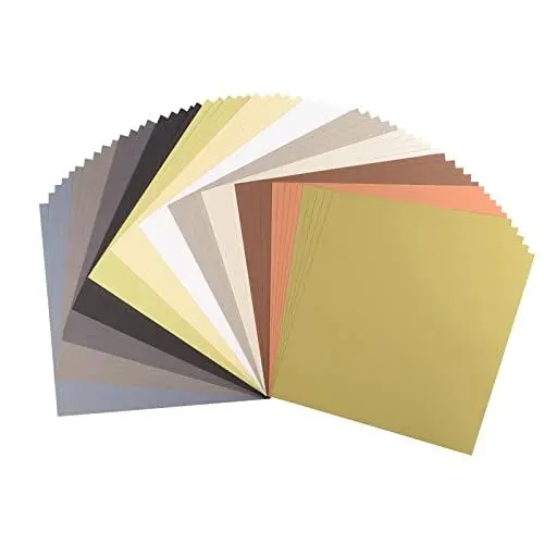 Produktbild: Vaessen Creative Florence Cardstock Papier, Erdtöne, Brauntöne, 216 Gramm/m², Quadratisch, 30,5 x 30,5 cm, 60 Stück, Glatt, für Scrapbooking, Kartenherstellung, Stanzen und andere Papierbasteleien