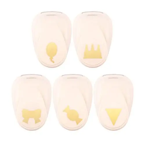 Produktbild: Vaessen Creative Stanzer Set - Motivstanzer - Schleife, Torte, Bonbon, Ballon, Flagge - 5 Stück - Tonpapier und Bastelmaterial bis zu 250 g/m² - zum Basteln Mit Papier und Scrapbooking