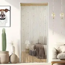 Produktbild: Vagasi 2 Stücke Türvorhang Hochzeit Fadengardine Fadenvorhang 100 x 200 cm Bead Fadenvorhang einfarbig Perle Glitzer schön für Schlafzimmer Restaurant Fotografie Hintergrund, Perle Champagne