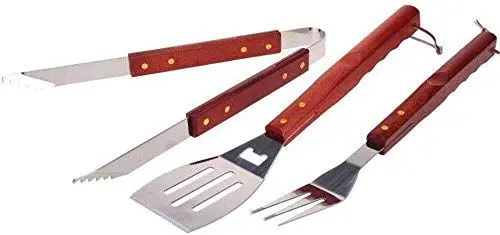 Produktbild: VAGGAN Grillbesteck Holzgriff, Gabel, Spatel, Zange