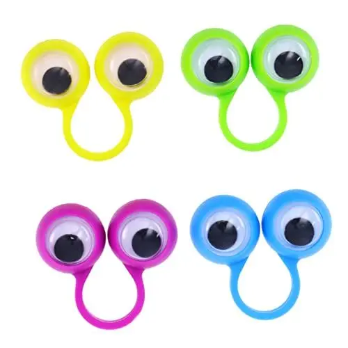 Produktbild: Vaguelly 10 STK Googly Eye Finger Augen Finger Puppen Augen Finger Puppen verdrehen Augen Finger Spielzeug Kunststoff Augen Finger Ringe Neuheit Kinder Fingerringe Partei favorisiert