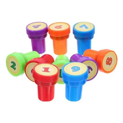 Produktbild: Vaguelly 10 Stück Zahlenstempel Für Kinder Kunststoff-Mathe-Stempel Kinder-Zahlenstempel Pädagogische Lernaktivitäten Stempel Für Kinder Partygeschenke