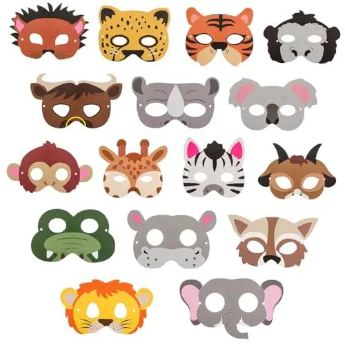 Produktbild: Vaguelly 16St Party-Maske Tiermasken-Set Papiermasken Masken für Spiele Masken Bastelset Bastelmasken zum dekorieren Tiermasken zum Basteln für Kinder Partygeschenke verkleiden süße Masken