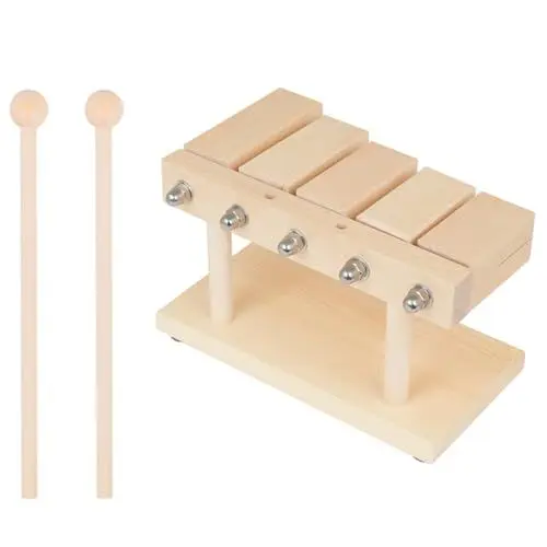 Produktbild: Vaguelly 1 Satz 5 Ton Bangzi Muyu Perkussionsblock Aus Hartholz Musikspielzeug Für Babys Musikalischer Tonblock Schlaginstrument Musikinstrumente Spielzeug Kinder-xylophon Metall