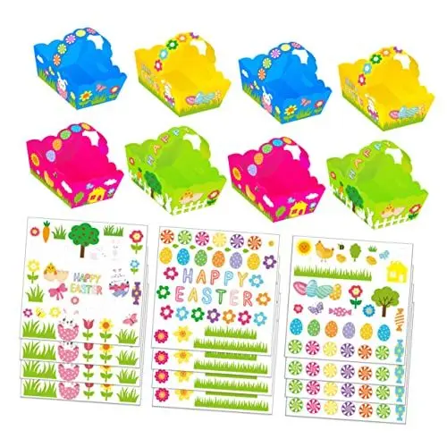 Produktbild: Vaguelly 1satz Ostern Farbige Hasen Eier Körbe Mit Aufkleber Zufällige Farben Für Ostereiersuche Kreative Dekoration Und Kinderfreude Für Und Tägliche Nutzung