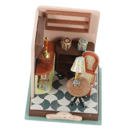 Produktbild: Vaguelly 1 Satz Kabinenspielzeug Kleiner Kaffeehaus-Bausatz Miniatur-Coffee-Shop Spielset aus Holz Puppenhaus aus Holz holzhaus selber Bauen holzhaus selber Machen gebaut Kleines Suite