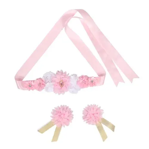 Produktbild: Vaguelly 1 Satz Mutterschaftsgürtel Mutterschaftsschärpe Brautgürtel Babyparty-Umstandsschärpe Umstandsgürtel Stifte Umstandsblumengürtel -Dusche-Schärpe Schärpengürtel Schleife Rosa
