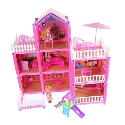 Produktbild: Vaguelly 1 Satz Schloss selber Bauen interaktives spielhaus Pädagogisches Playhouse for großes Villa-Schlossspielzeug DIY-Burgspielzeug Plastik Rosa