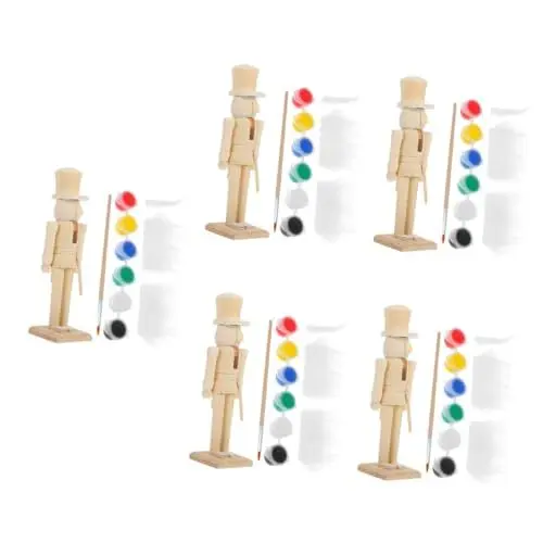 Produktbild: Vaguelly 1 Satz Walnusssoldaten-ornamente Blanko Unbemalter Nussknacker Nussknacker-weihnachtsschmuck Weihnachts-diy-malspielzeug Nussknackerfiguren Weihnachtsgeschenk Lotusbaum Beige