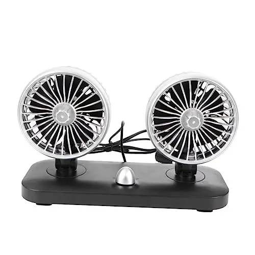 Produktbild: Vaguelly 1 Stück Doppelkopf Auto USB Tragbarer Fahrzeugventilator für Truck Pkw Verstellbarer Luftkühler für Sommer Geringer Energieverbrauch Einfache Nutzung mit Zigarettenanzünder