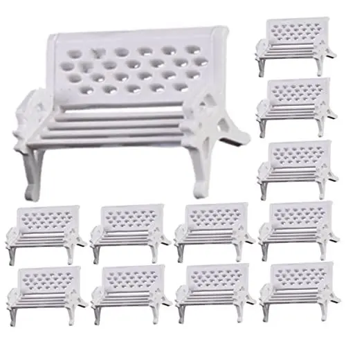 Produktbild: Vaguelly 20St Parkstuhl Dekoration Mini- -Parkbank-Modelle Puppenhaus-Miniaturbank Fee Sessel sitzbank Mikroparkbank Mini-Parkbänke klein Holzstuhl Requisiten schmücken Zubehör Abs Weiß