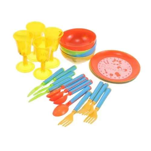 Produktbild: Vaguelly 24 Teiliges Spielgeschirr Und Teller Für Kinderküchenset Wiederverwendbar Spielküchenzubehör Aus Kunststoff Küchenspielzeug Für Kleinkinder Mädchen Und Jungen Kindergeschirrset